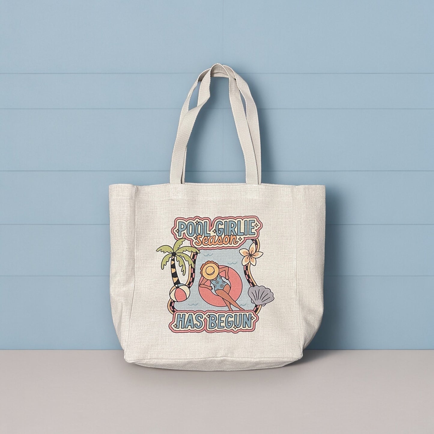 Pool Girlie Tote Bag, Large size of 15x19x6 Inches