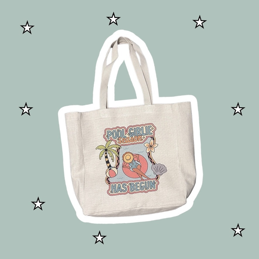 Pool Girlie Tote Bag, Large size of 15x19x6 Inches