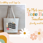 Retro Teacher Tote Bag, Large size of 15x19x6 Inches