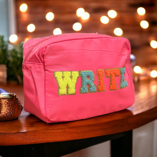 Write Large Makeup bag - Use for makeup, school supplies, clothes, craft items, & more! 11x8x5inches