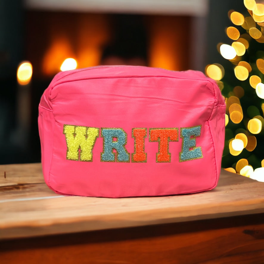 Write Large Makeup bag - Use for makeup, school supplies, clothes, craft items, & more! 11x8x5inches