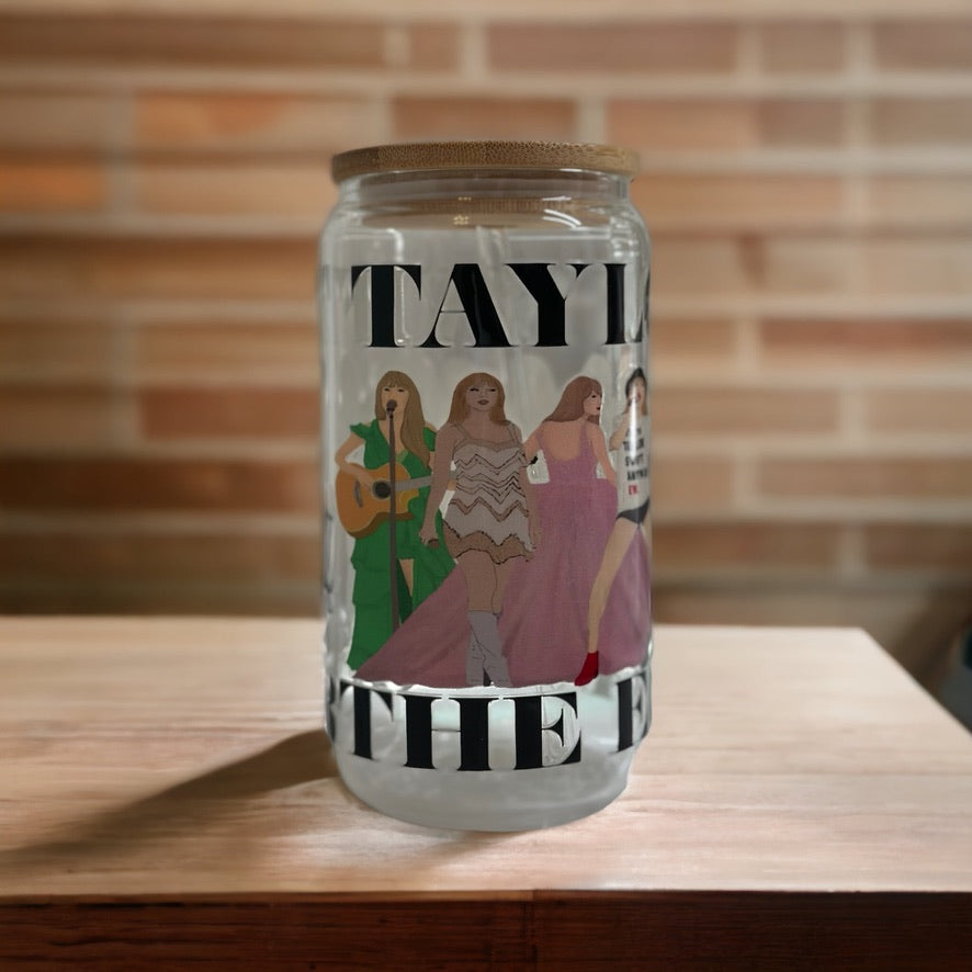 Taylor swift eras tour 16oz Glass Can - Glass Beer Can