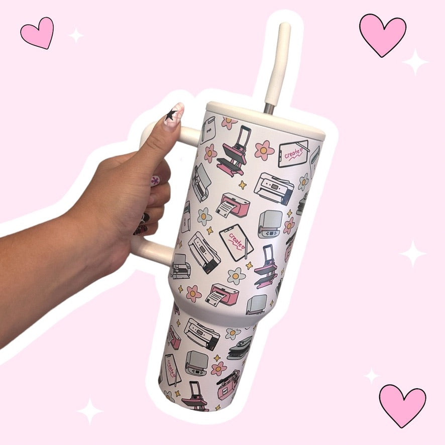 Crafting 40oz Tumbler - With handle and straw, Small Business Owner, Sublimation, Cricut