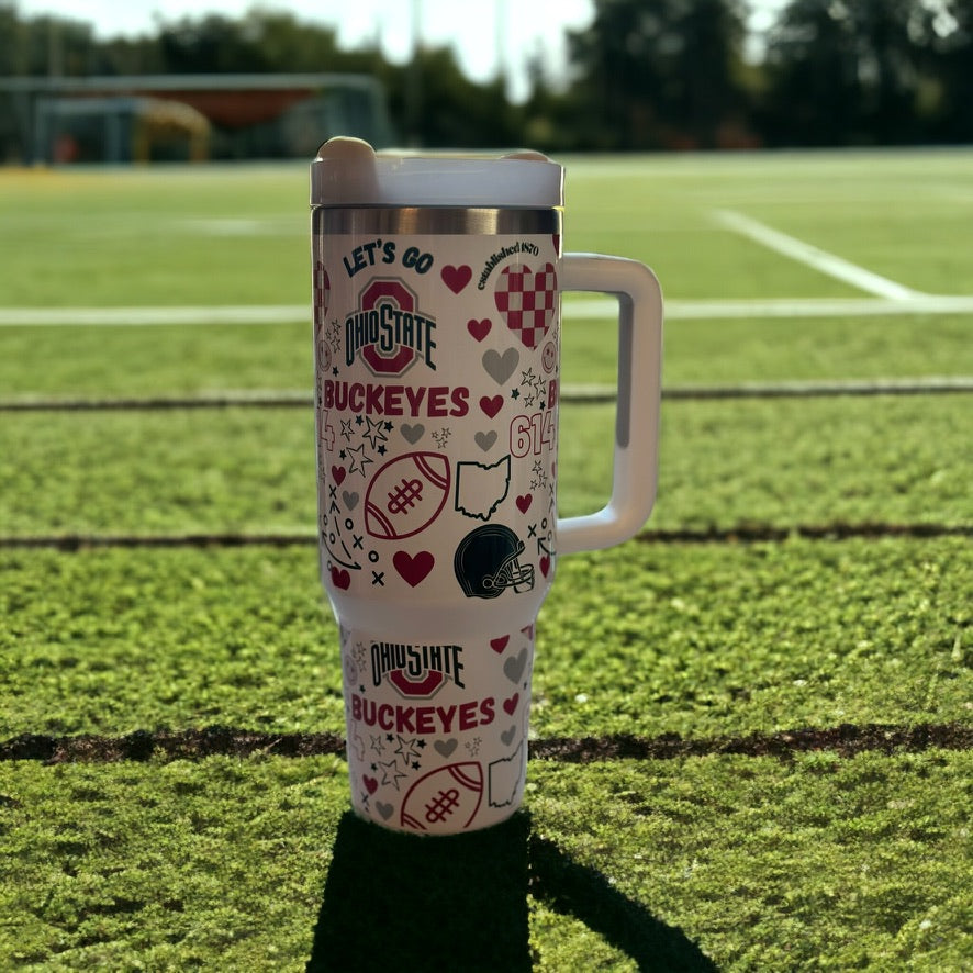 OSU Football 40oz Tumbler - With handle and straw