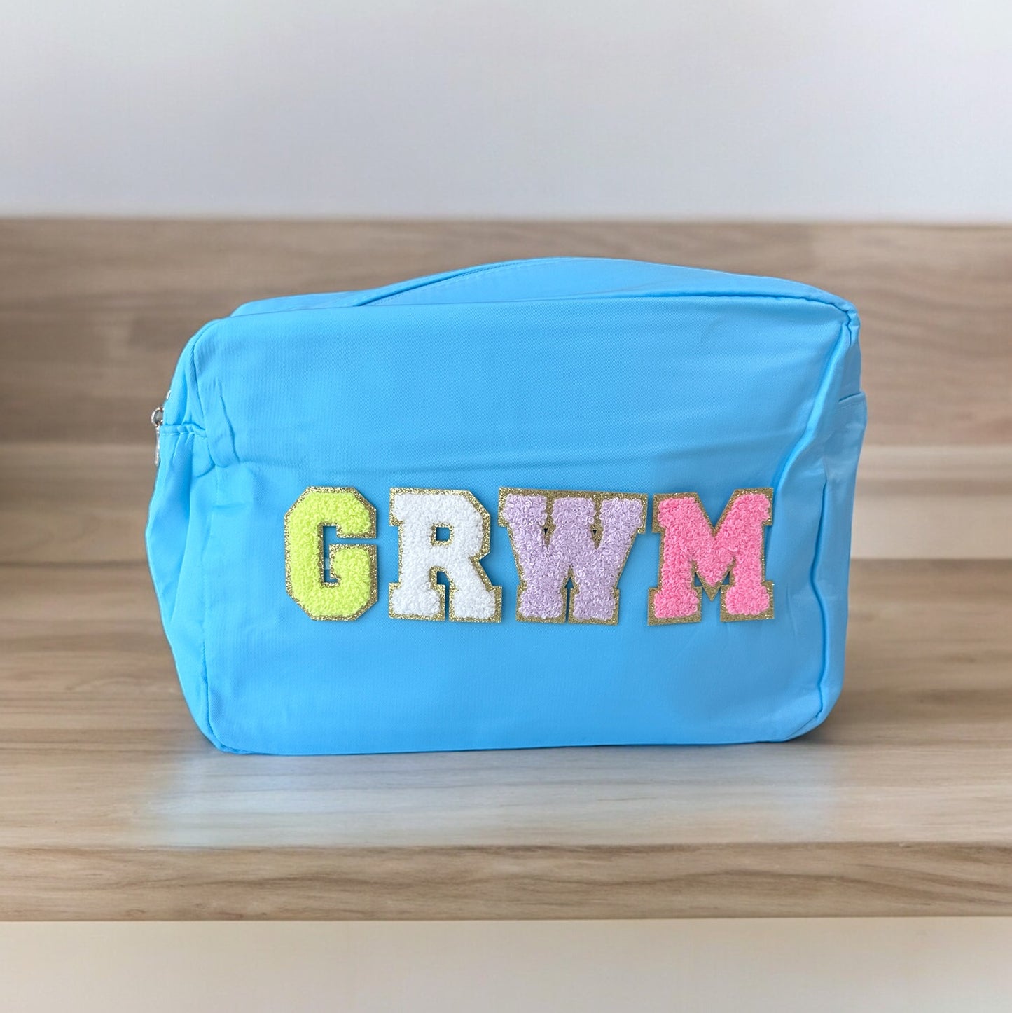 GRWM Large Makeup bag - Use for makeup, school supplies, clothes, craft items, & more! 11x8x5inches