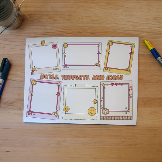 Notes, Thoughts, and Ideas Notepad - 2 sizes notepad Like having 5 sticky notes on one sheet!