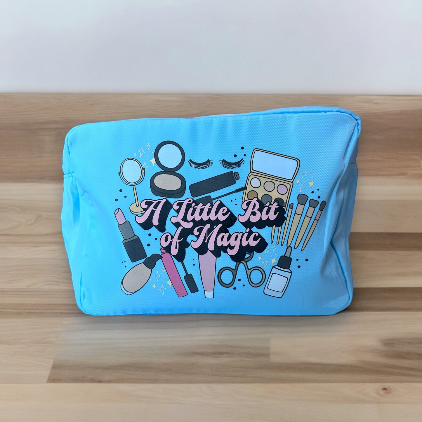 A little Bit of Magic Large Storage/Makeup bag - Use for makeup, school supplies, clothes, craft items, & more! 11x8x5inches