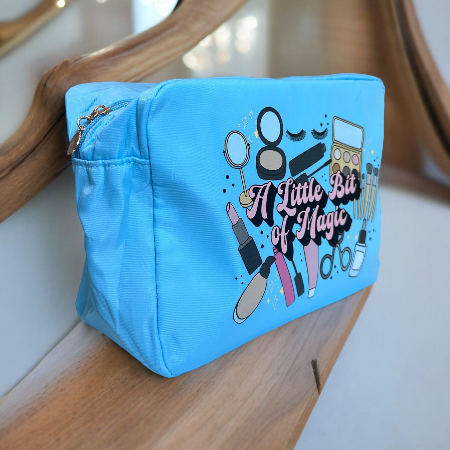 A little Bit of Magic Large Storage/Makeup bag - Use for makeup, school supplies, clothes, craft items, & more! 11x8x5inches