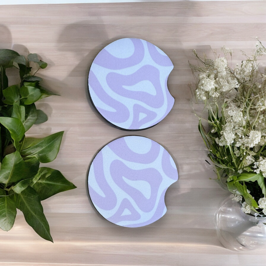 Purple Wavy Car Coasters - Fit in any cars Drink holders! Add a pop of fun!