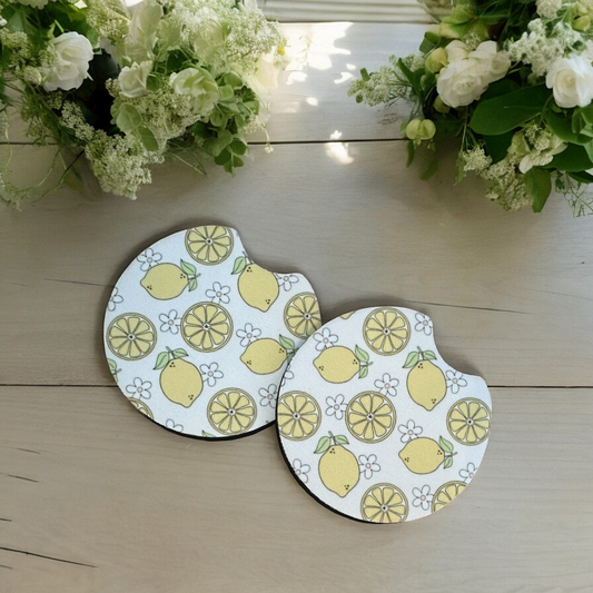 Lemon Summer Car Coasters - Fit in any cars Drink holders! Add a pop of fun!