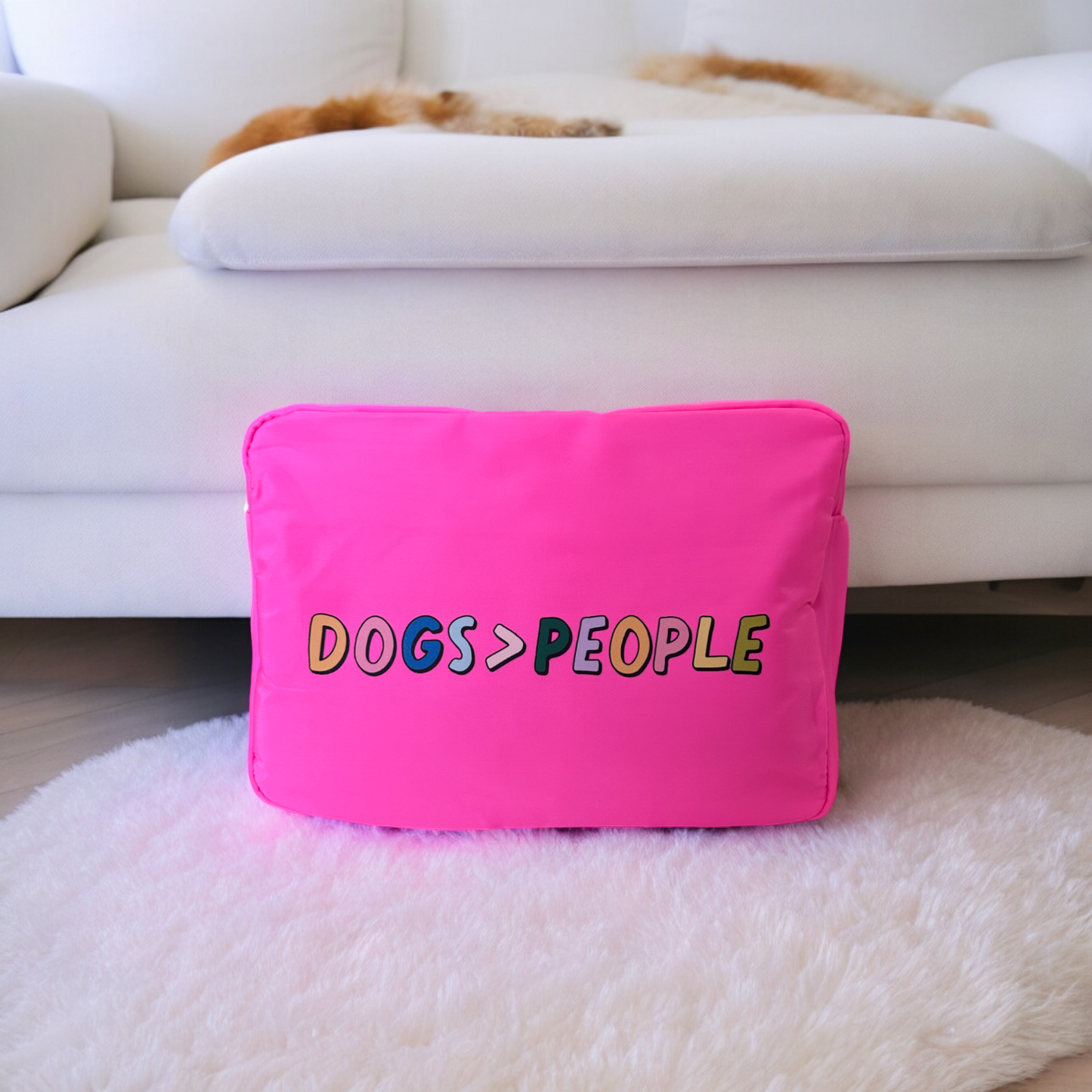 Dogs Over People Large Storage/Makeup bag - Use for makeup, school supplies, clothes, craft items, & more! 11x8x5inches