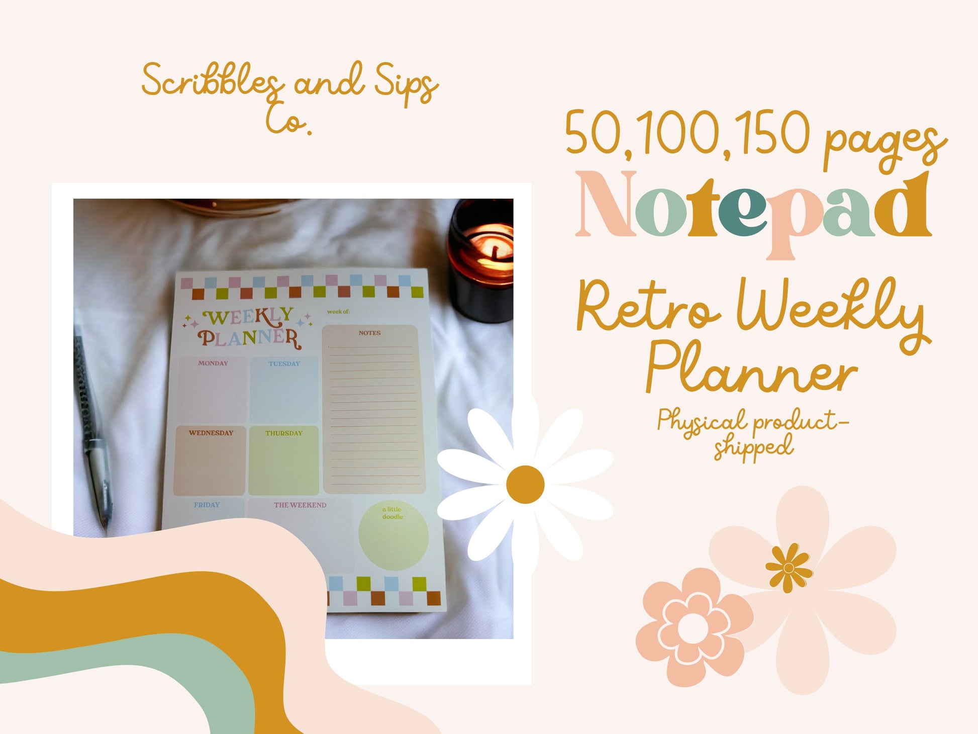 Retro Weekly Planner Notepad - 8.5x11in notepad - Planner - Notepad for all your thoughts!