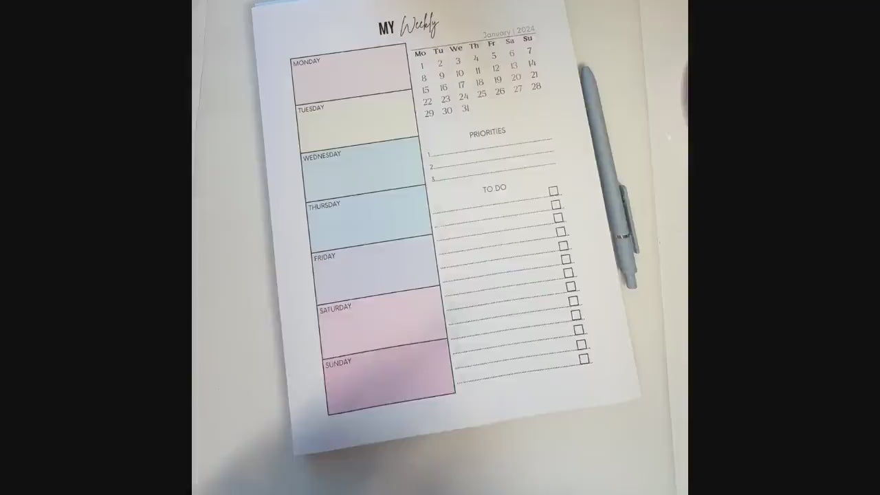 My Weekly with months Notepad - 8.5x11in notepad