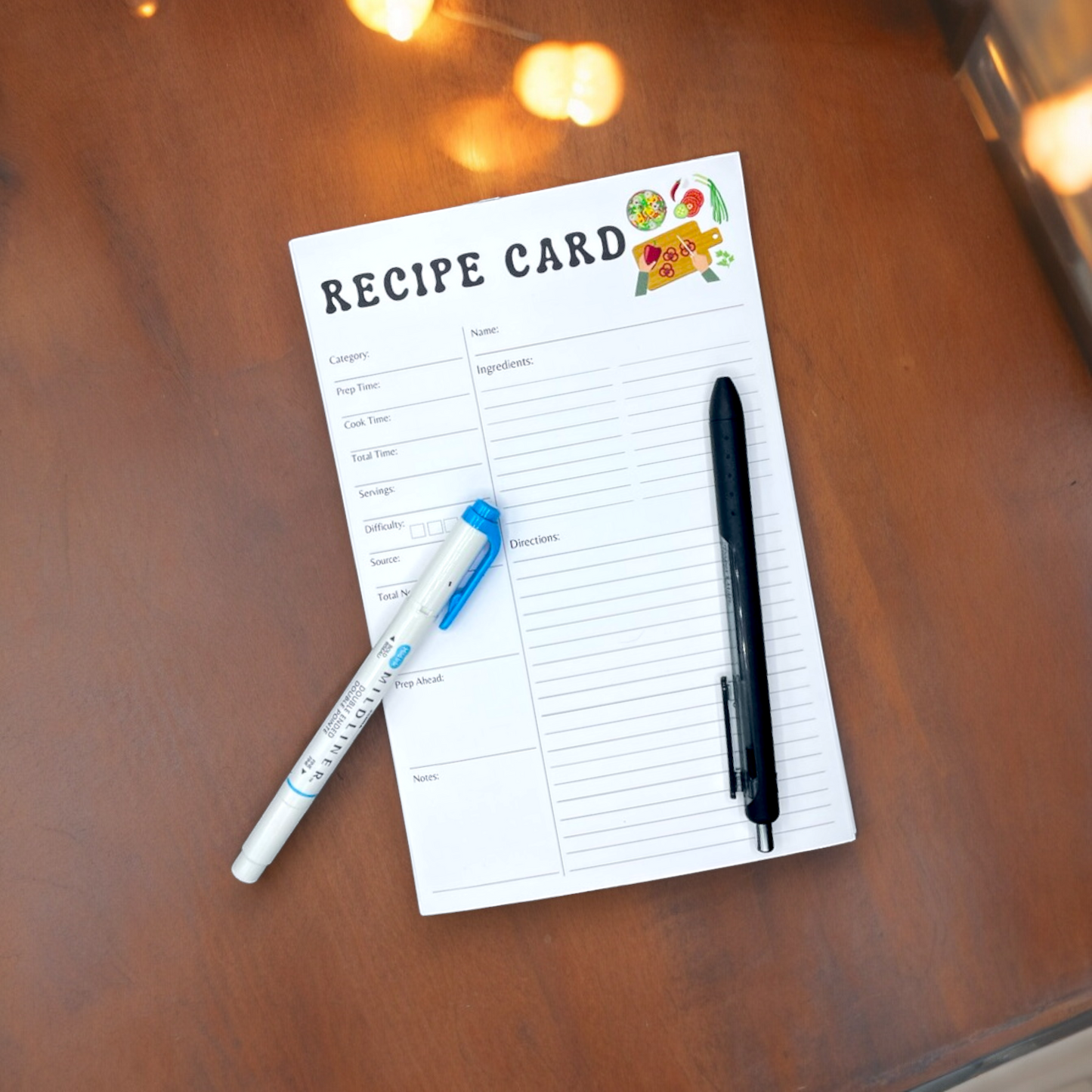 Recipe Notepad- 8.5x11in OR 5.5x8.5in notepad