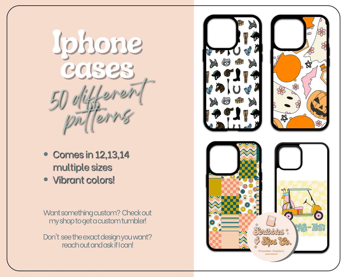 Christmas Phone Case - Iphone 12/13/14 pro and max. 50 different patterns. Iphone case. Cookies for santa. Retro christmas.