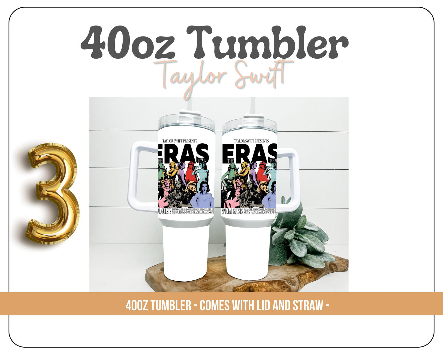 Taylor Swift tumbler - 5 logos 40oz Tumbler - With handle and straw - 40oz Tumbler with handle. TS Eras Tour- Red- 22-Midnight albums.