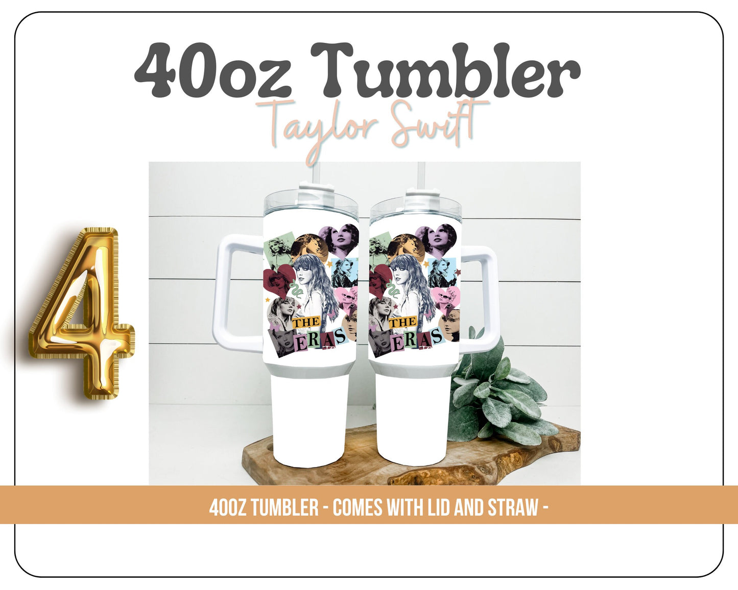 Taylor Swift tumbler - 5 logos 40oz Tumbler - With handle and straw - 40oz Tumbler with handle. TS Eras Tour- Red- 22-Midnight albums.