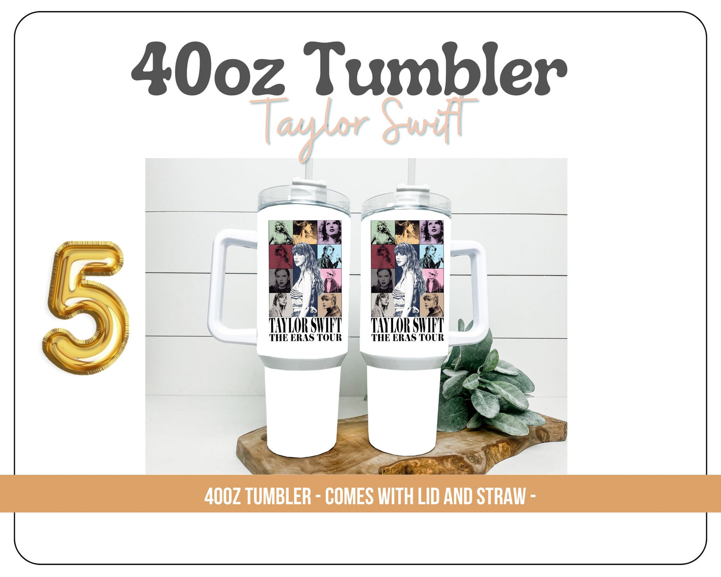 Taylor Swift tumbler - 5 logos 40oz Tumbler - With handle and straw - 40oz Tumbler with handle. TS Eras Tour- Red- 22-Midnight albums.