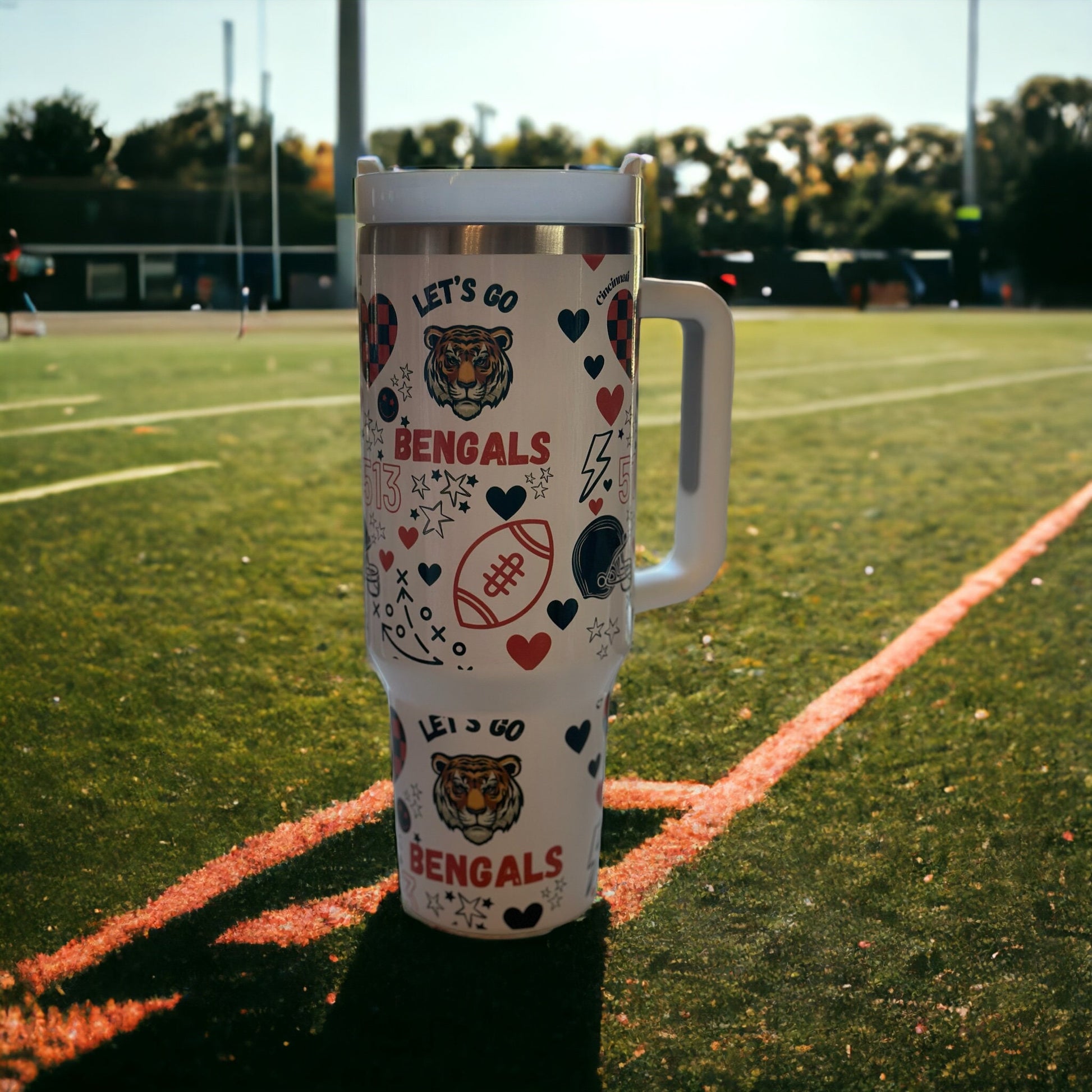 Cincinnati Bengals Football 40oz Tumbler - With handle and straw