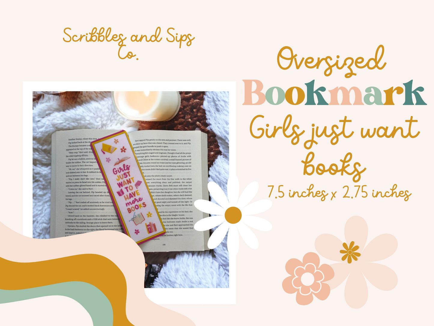 Girls just want to have books Bookmark - Laminated Bookmark - Strong and durable bookmark - Oversized Bookmark - Girly Bookmark