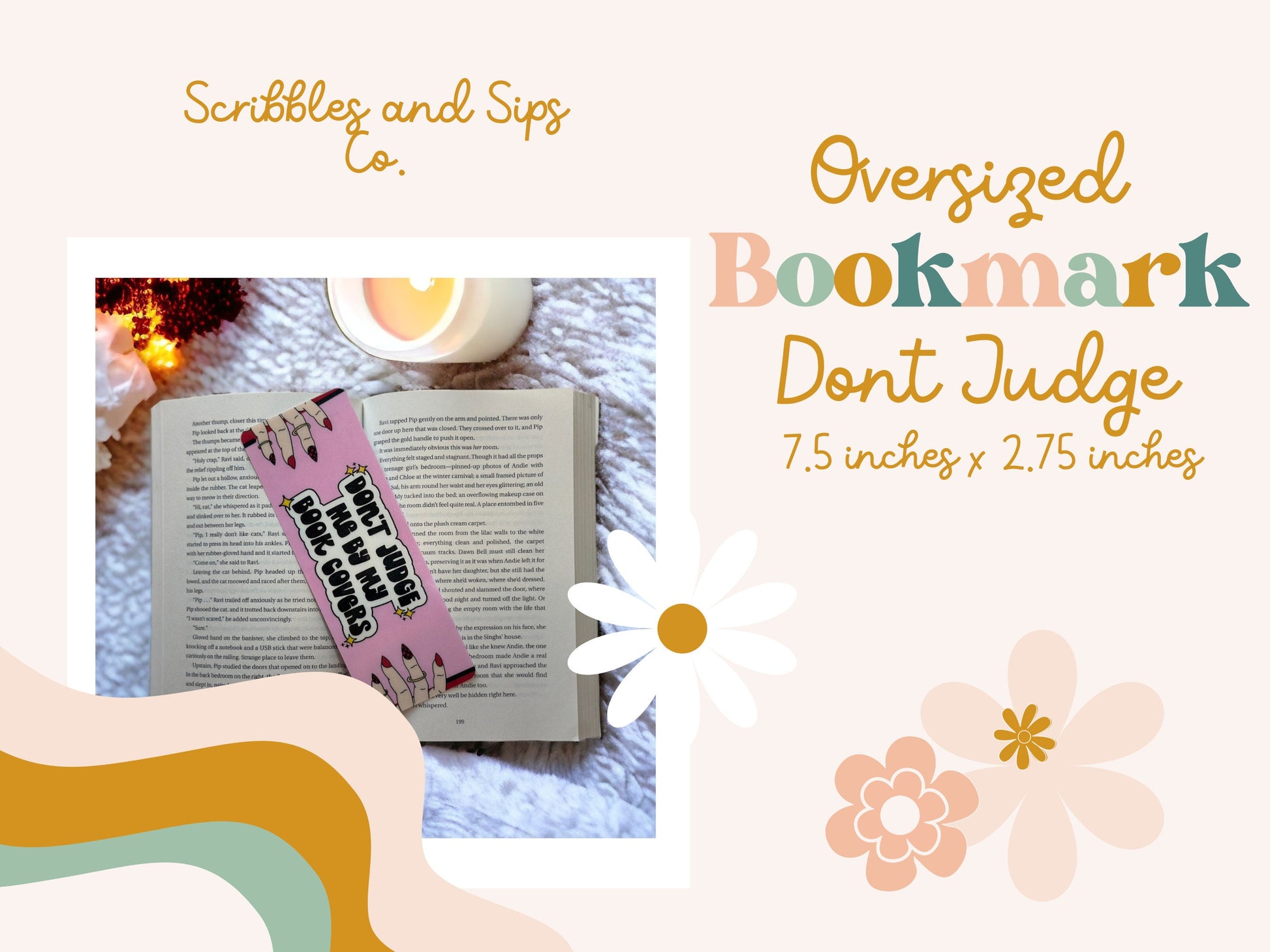 Don't Judge me by my Bookcover Bookmark - Laminated Bookmark - Strong and durable bookmark - Oversized Bookmark - Girly Bookmark