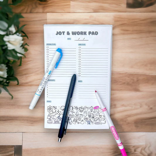 Jot & work Pad Notepad- 8.5x11in OR 5.5x8.5in notepad