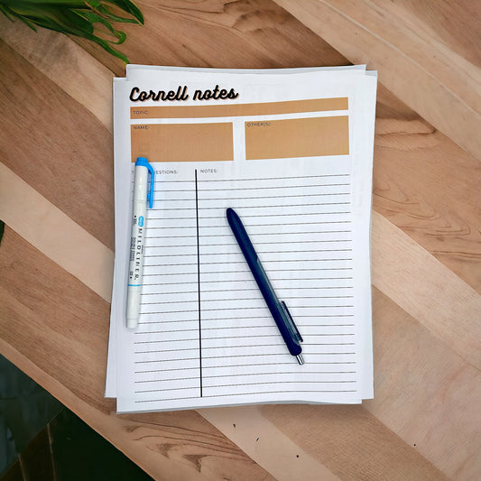 Cornell notes pad- 8.5x11in notepad - note taking - college - studying - Notes