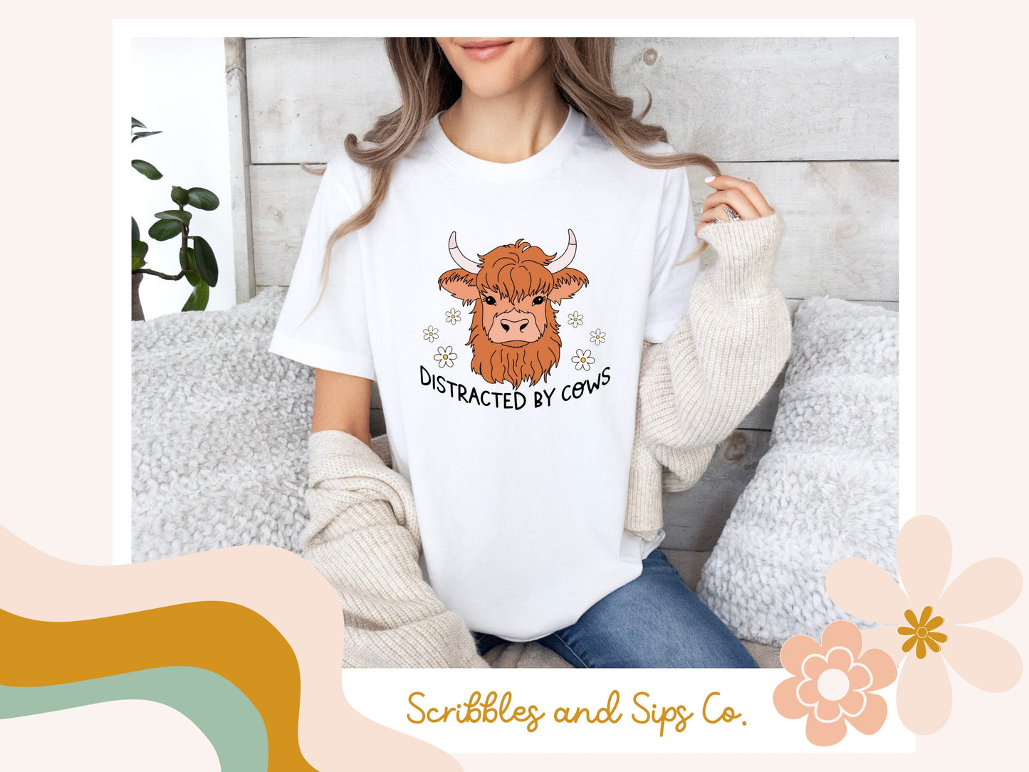 Distracted by Cows T-shirt - Trending Now, Women's Graphic T-shirt, Holiday T-Shirt, Cow T-shirt, Highland Cow T-shirt, Mini Cow T-shirt