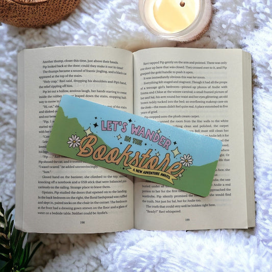 Lets Wander the Bookstore Bookmark - Laminated Bookmark - Strong and durable bookmark - Oversized Bookmark - 7.5x2.75inches