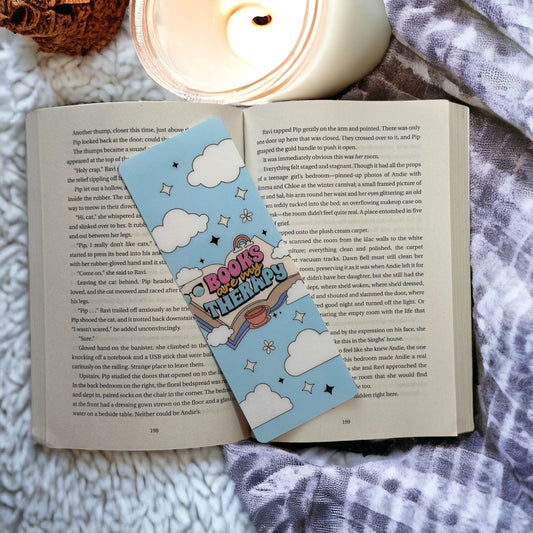 Books are my therapy Bookmark - Laminated Bookmark - Strong and durable bookmark - Oversized Bookmark - 7.5x2.75inches