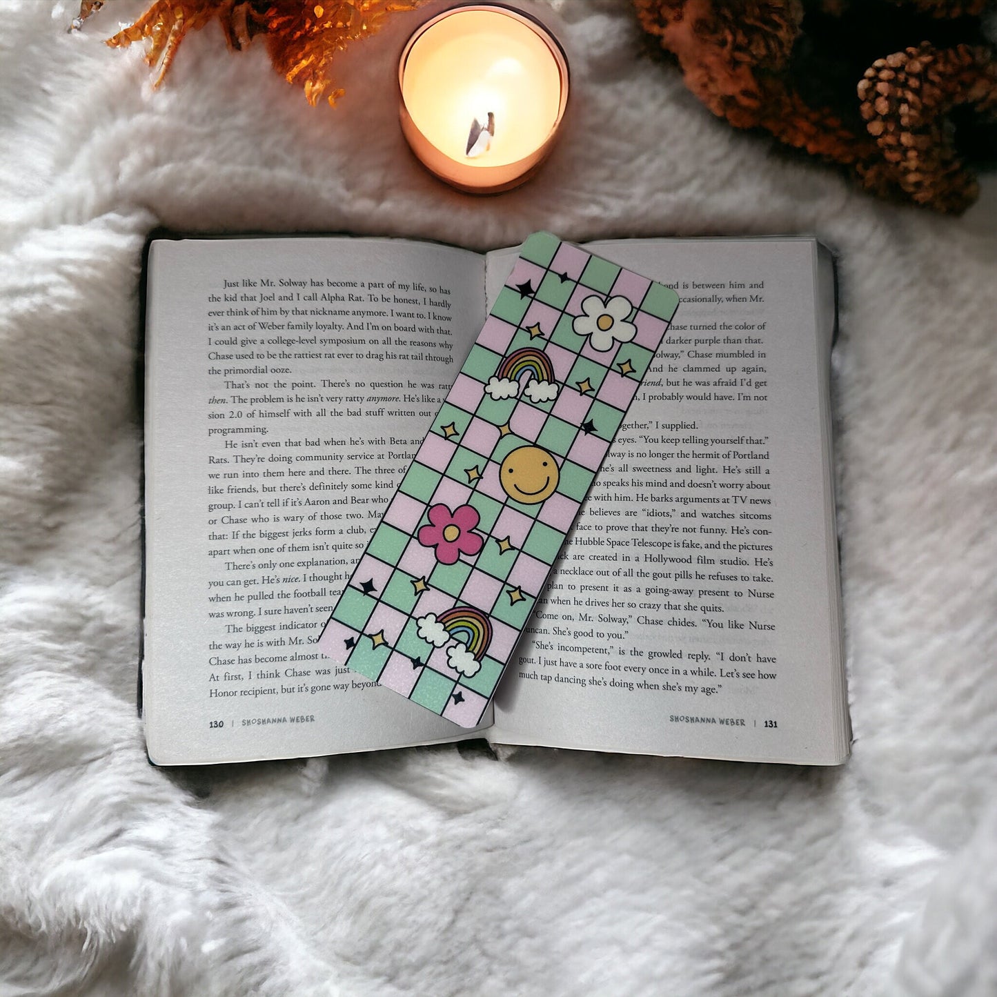 Checkered Happy Bookmark - Laminated Bookmark - Strong & durable bookmark - Bookmark - 7.5x2.75inches - Retro Bookmark - Teen Bookmark